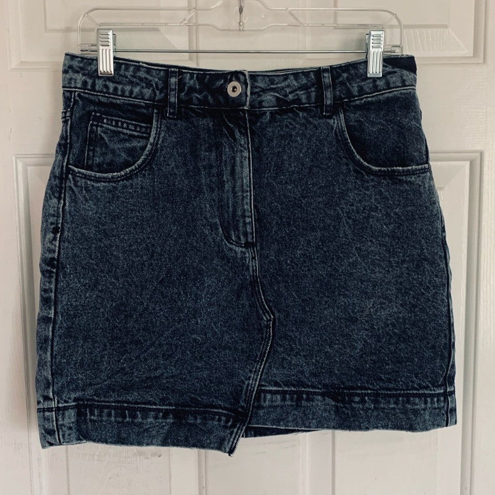 ASOS Asymmetrical High Waist Acid Wash Denim Skirt